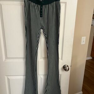 WAYDAMIN Striped Green and White Women's Thermal Pants